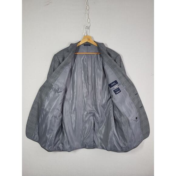 Vintage Ralph Lauren Blue Label Men’s 42L Silk Wool Gray Plaid Sport Coat Long - Picture 6 of 13